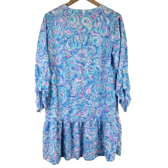 Lilly Pulitzer Blue Paisley Printed Charlee Tunic Mini Dress - Picture 6 of 6